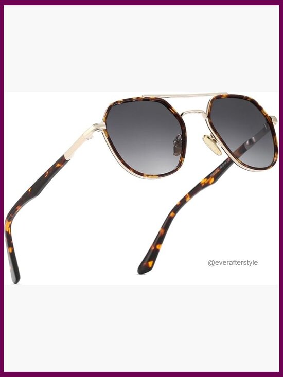 Polarized Aviator Sunglasses with Metal Frame and Acetate Arms main image 7